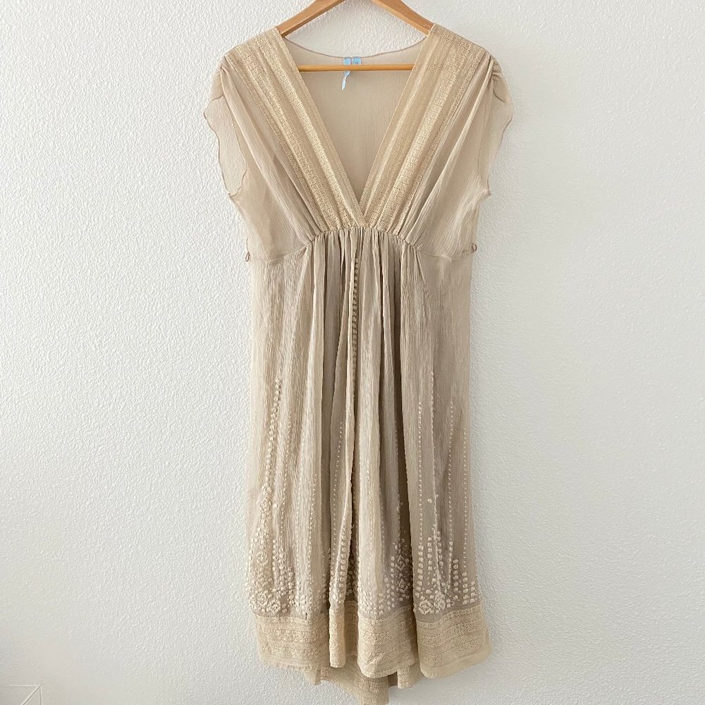 Anthropologie Aquarius Embroiled Chiffon Dress